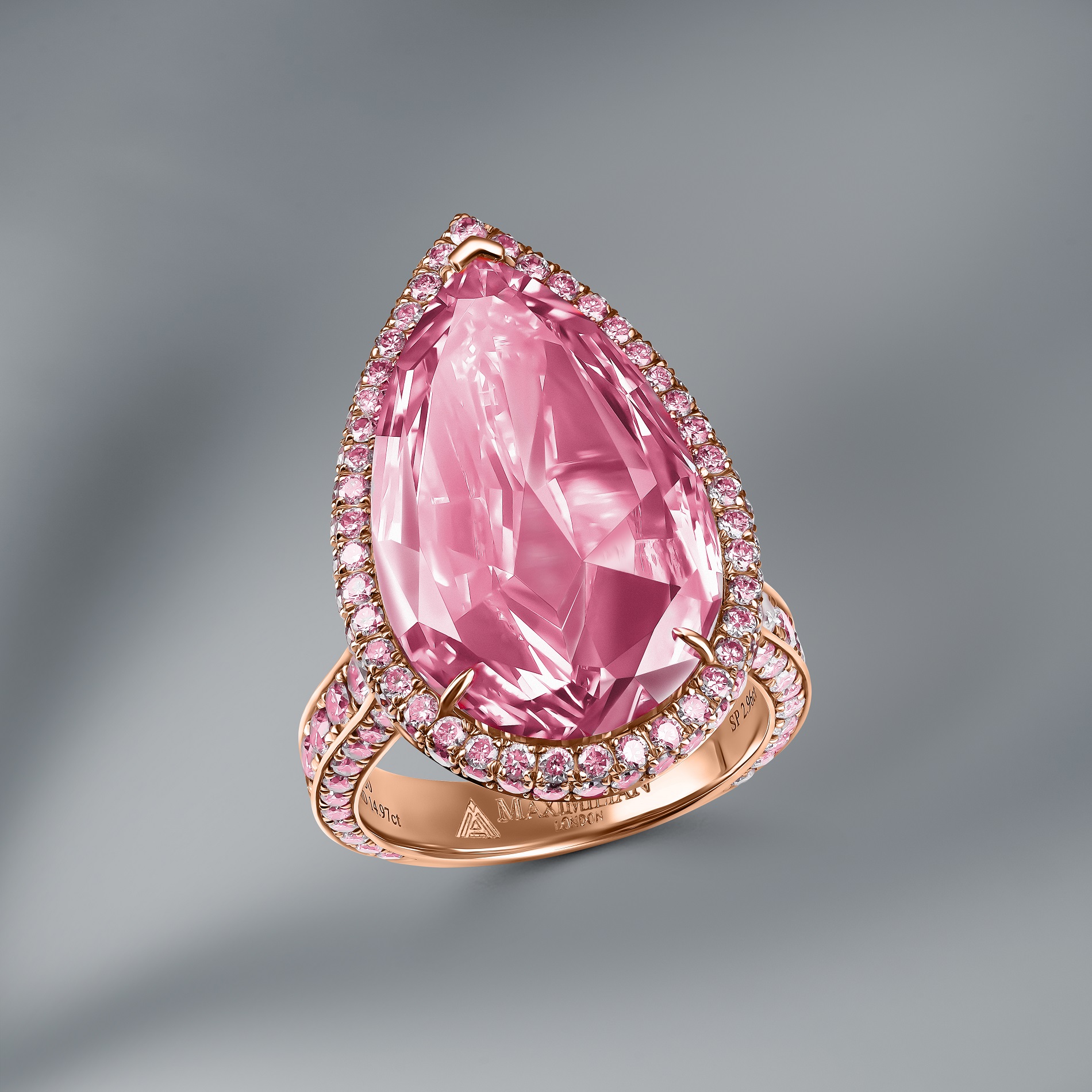Diamond Ring Set With Natural Fancy Pinkish Brown Diamond