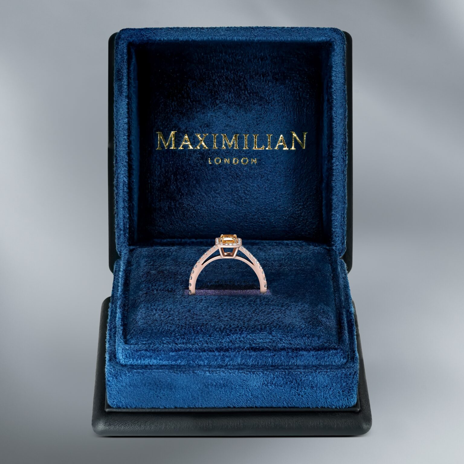 Natural Fancy Vivid Yellow – Orange Diamond Ring